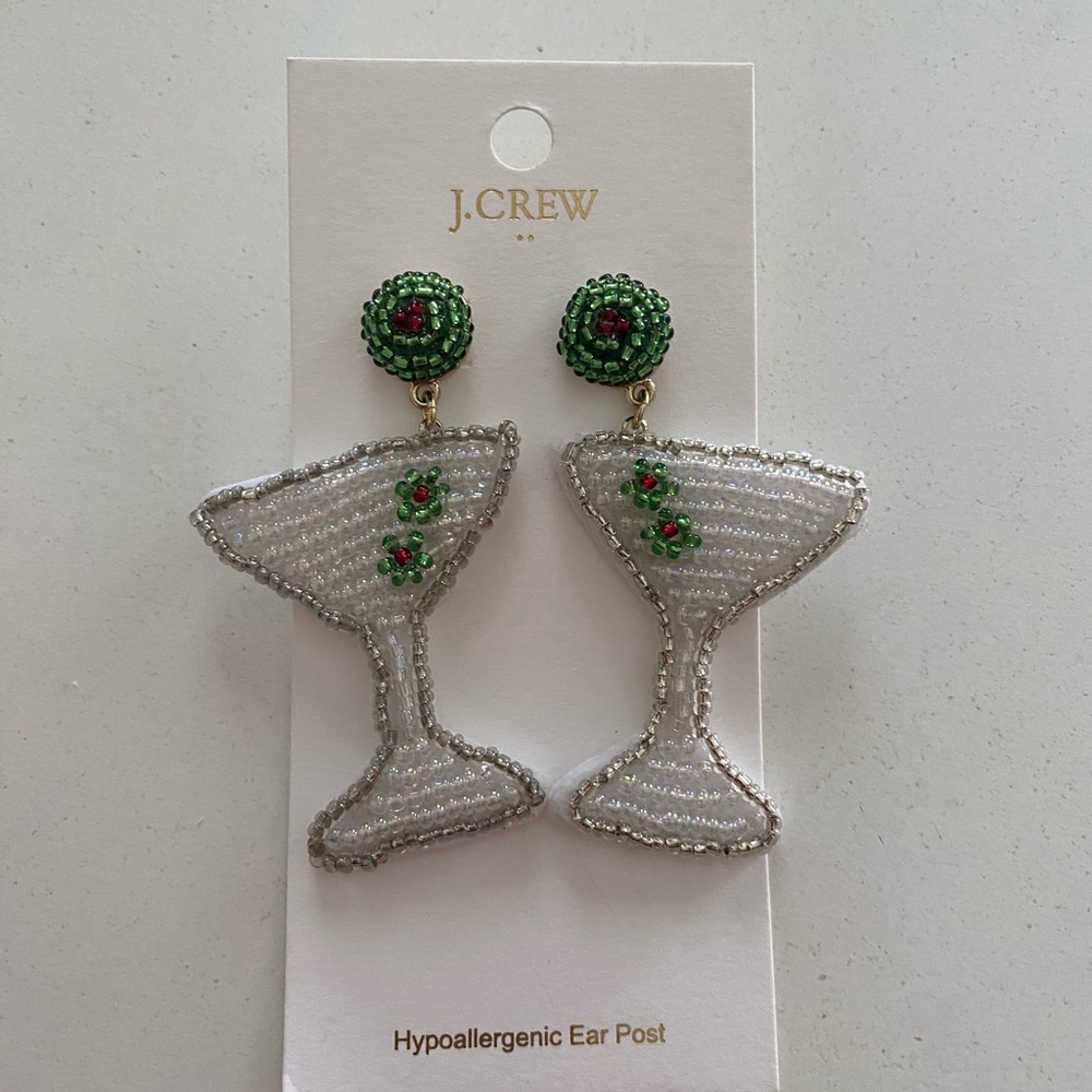 J. Crew Silver and Green Cocktail Earrings